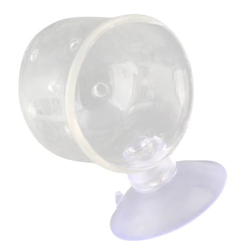 Aquarium Red Worms Feeder Live Insect Container Strong Suction Cup Feed for Small Tropical Fish (Perforated Glass Cup (Nematode Friendly))