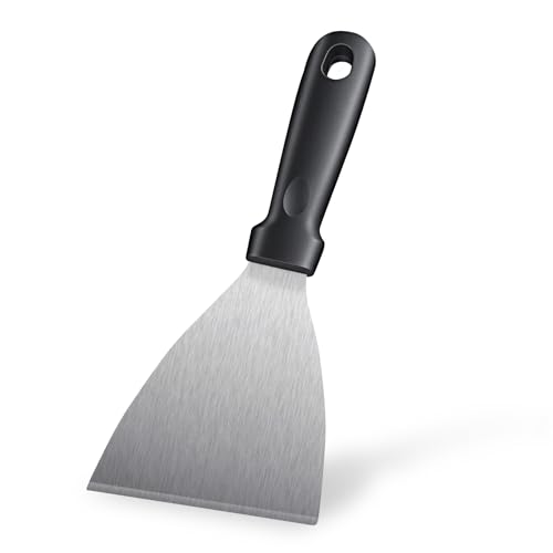 Griddle Scraper，Stainless Steel Grill Scraper,Slant Edge Metal Spatula for Teppanyaki Flat Top BBQ,Grill Cooking,Frying Steak Pork Chop Chicken Chop,Dishwasher Safe - style: Griddle Scraper