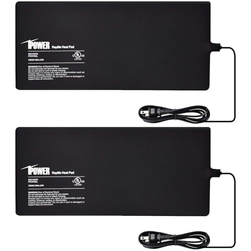 iPower 2-Pack 8 by 18-Inch Reptile Heating Pad Terrarium Heater Under Tank Heat Mat for Small Animals - color: Black/2 Pack Heat Pad, size: 8" x 18"