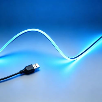 Ultra-Narrow 3mm USB COB LED Strip Self-Adhesive Cabinet Desk Bedroom Light (Blue, 4ft) - color: Blue, size: 4ft