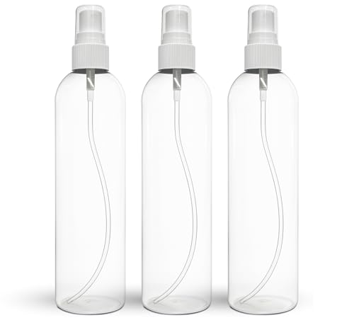 Fine Mist Spray Bottles 8 oz, Empty Refillable Containers - Essential Oils, Disinfectant Spray, Water - Pack of 3