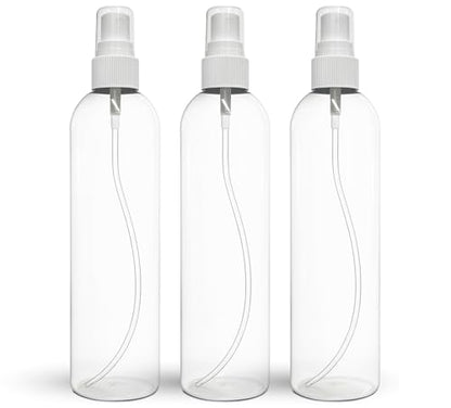 Fine Mist Spray Bottles 8 oz, Empty Refillable Containers - Essential Oils, Disinfectant Spray, Water - Pack of 3