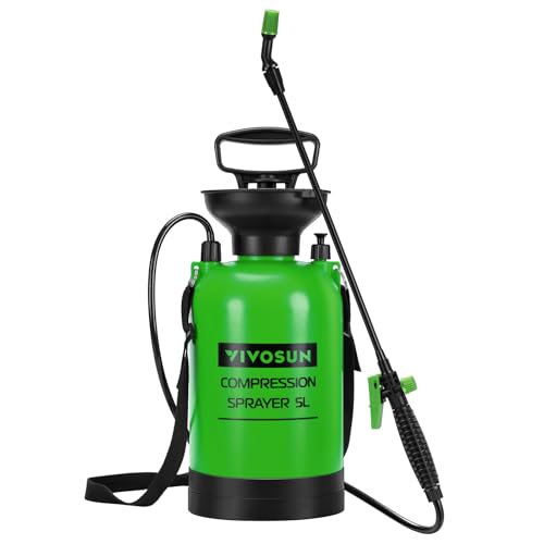 VIVOSUN 1.35-Gallon Pump Pressure Sprayer | Lawn & Garden Water Sprayer with Adjustable Shoulder Strap, for Spraying Plants, Garden Watering and Household Cleaning - color: Green, size: 1.35 Gallons