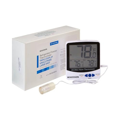 McKesson Refrigerator/Freezer Thermometer with Triple Display, Large, 1 ct | Single Probe, Food Safety Use