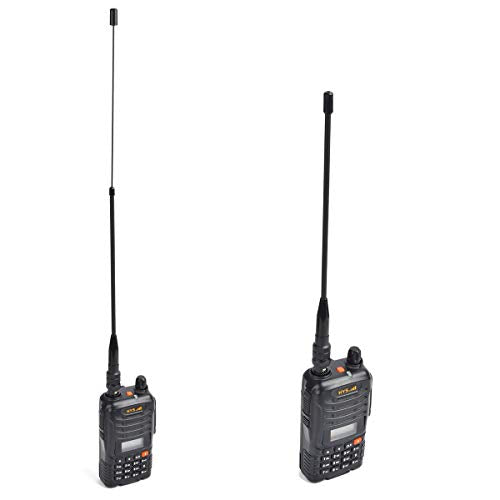 HYS Dual Band Telescopic/Rod Soft VHF/UHF BNC 2M/70CM Antenna | (8inch)-(14inch) BNC Antenna for Vertex HR146 HX300, HX320 HX400 Walkie Talkie, for Trips Camping or Self-driving travel
