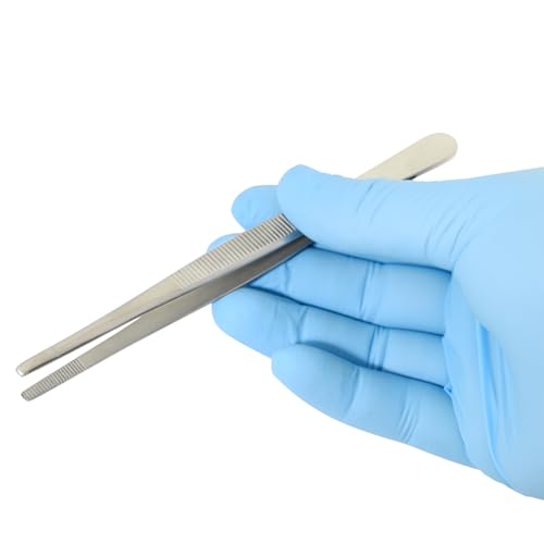 7" Thumb Dressing Forceps, Mulipurpose Tweezer Stainless Steel, Serrated Tip Straight, Aquascaping, Reptile Feeding, Crafts, Tissue Handling Forceps - size: 7"