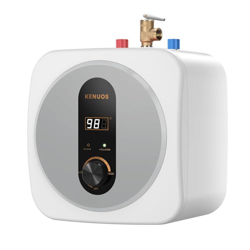 Under Sink Instant Hot Water Heater 2.5 Gallon Water Heater Digital Display Household 120V 1500W Mini Tank Water Heater,RV Small Water Heater with Updated Pressure Release Vavle - color: Gray