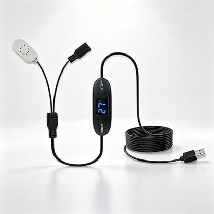 5V USB Digital Temperature Controller | 0-60°C Thermostat Magnetic Probe | 2A 10W Adjustable Thermostat Socket with Magnetic Probe, for USB Fan, Reptile, Aquarium, Greenhouse & AV Cabinet Ventilation