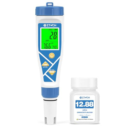 pH Chlorine Tester, 8 in 1 pH&Salt Meter Saltwater Pool Hydrogen | H2 Water Tester, Digital pH H2 Salinity ORP Chlorine EC TDS Temp Meter for Hydrogen Water Bottle, Hydroponic, Aquarium