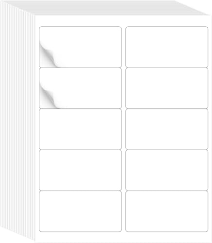 L LIKED 2"x4" Bulk Printable White Label Stickers 5000 Labels 500 Sheets | Matte, permanent adhesive, laser/inkjet compatible, 10 per sheet, for shipping, address, product & barcode labels - size: 500 Sheets