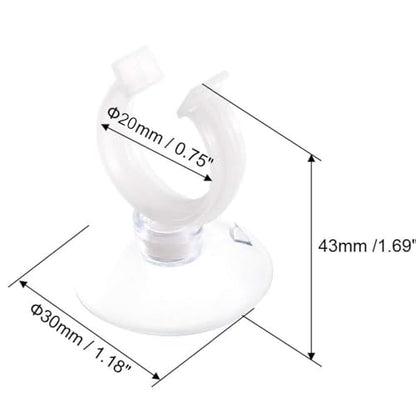 Aquarium Suction Cup Clips Set Fish Tank Air Line Holder Clear Plastic for Glass Fish Supples and Fish Tank Clear Airline Tubing Decorations Shrimp Nests and Reptile - size: Φ0.78in/20mm