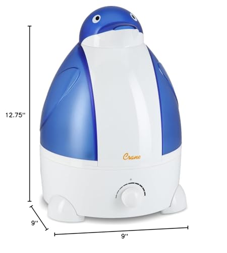 Crane Animal Humidifier for Bedroom, 1 Gal. Cool Mist Humidifier for Baby Nursery with Auto Shut-Off, Easy to Clean, Penguin - color: Penguin