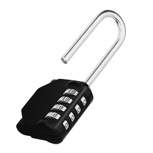 ZHEGE Long Shackle Padlock, 4.53" Height, 2.62" Shackle Height (Black) | 4 Digit Combination Lock Outdoor for Fence Gate, Shed, Garage, Resettable, Long Combo Lock for Gym & School Locker - color: 1P, Black