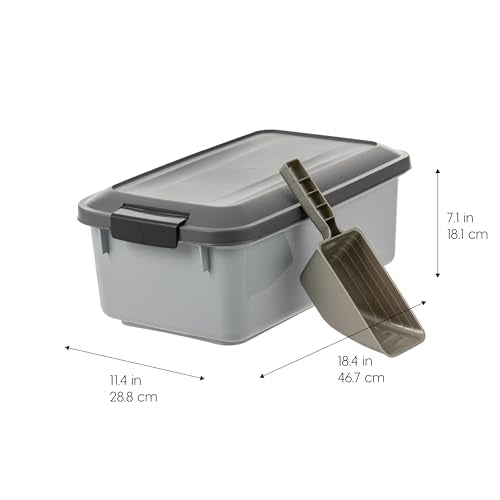 IRIS USA Dog Food Storage Container, 2-Pack, Up to 14 lbs, Gray | Made in the USA, Comes with 2-Cup Sccop, Stacklable, Airtight Seal, BPA-Free, Bird Seed, Cat food, Treats, Keeps Kibble Fresh - color: Gray/Dark Gray, size: 14 lbs - 2 Pack