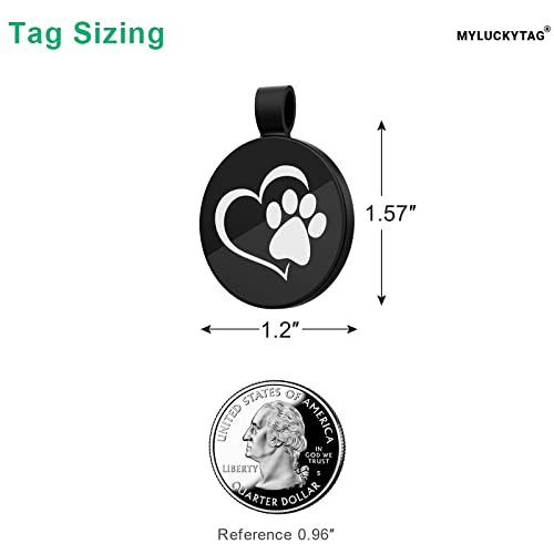MYLUCKYTAG QR Code Pet ID | Personalized Dog & Cat Collar Tag | Online Profile with Instant Scanned Location Alert Email - style: Heart Paw