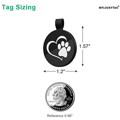 MYLUCKYTAG QR Code Pet ID | Personalized Dog & Cat Collar Tag | Online Profile with Instant Scanned Location Alert Email - style: Heart Paw