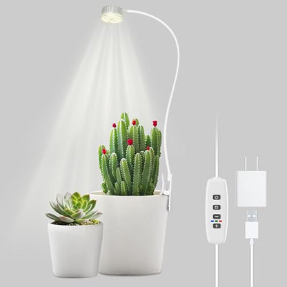 Grow Lights for Indoor Plants, 4000K Full Spectrum Plant Lights for Indoor Growing, 10 Brightness & 360° Adjustable Gooseneck & 3/9/12H Timer, Clip-on Small Grow Light for Succulents, Small Plant - size: 1P