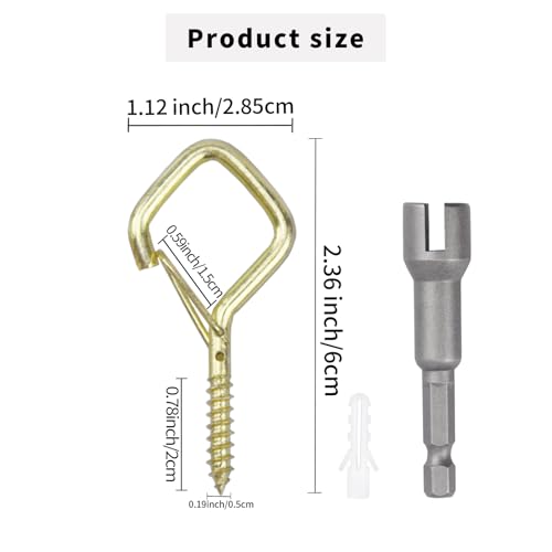 50 PCS Gold Eye Screw Hooks for Hanging Heavy Duty with Safety Buckle.Metal Ceiling Hooks for Hanging Plants Cup Wind Chime Bird Feeders Patio Lights At Indoor&Outdoor - color: Gold, size: 50Pcs