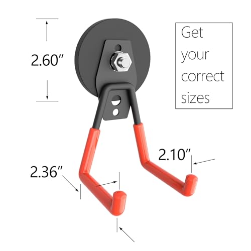 Garage Magnet Hooks, Heavy Duty Magnetic Hooks Tool Hangers for Garage Workshop Magnetic Metal Wall Hook Hangers with Anti-Slip Coating for Ladders, Garden Tools, Bulky Items (4 Pack) - style: Middle L/4 pack 16-80lbs