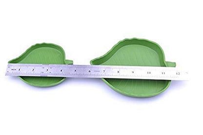 2 Pack Leaf Reptile Food and Water Bowl for Pet Aquarium Ornament Terrarium Dish Plate Lizards Tortoises or Small Reptiles
