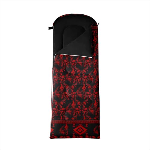 Erosebridal Hawk Moth Sleeping Bags Adults Cold Weather Aztec Backpacking Camping Blanket Hiking Sleeping Wrap Sleep Bag - color: Red Howling Wolf