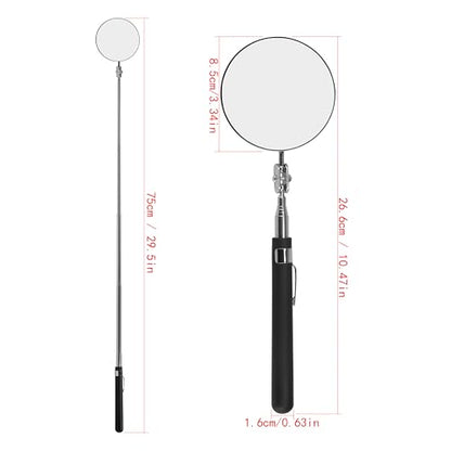 Telescoping Inspection Mirror Telescoping Flexible Inspection Mirror 360 Swivel car Inspection Mirror Mechanics Mirror on a Stick Diabetic Mirror for feet Mirror on a Stick