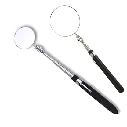 Inspection mirror telescoping Round Mirror 20 lb telescopic magnet, 85mm/50mm round mirror set Inspection Tool for Checking Vehicle, Observing Eyelashes Mouth and Other Small Parts Extended