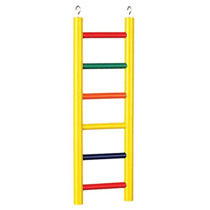 Prevue Pet Products 6-Rung Wood Bird Ladder - Accessories for Small, Medium, and Large Birds, Hanging Birdcage Toy for Climbing, Foot Exercise, Beak Use, Mental Enrichment, and Interactive Play - size: 6-Rungs