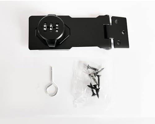 Multifunctional Combination Hasp Lock, Combination Lock for Cabinets, Mailboxes, Barn Doors, Floral Pet Doors and Office File Cabinets(Black）