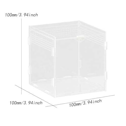 Reptile Breeding Box Terrarium Professional Clear Animal Habitat Cage with Ventilation Holes for Geckos Frogs Hermit Crabs- 10x10x10cm
