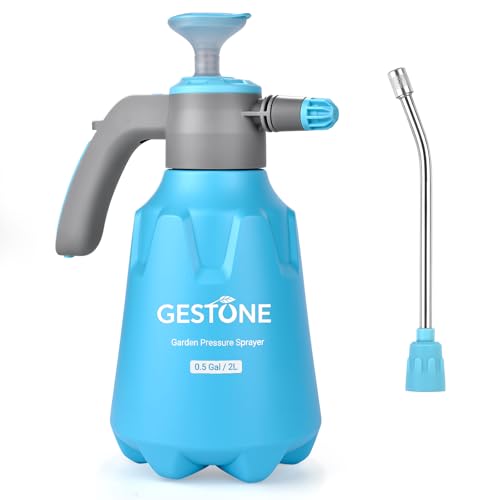 Hand Pump Sprayer 1/2 Gallon, Leak-Proof Plant Mister Spray Bottle | 2L Handheld Garden Pressure Sprayer, Lockable Spray Switch Design, Adjustable Nozzle, Extended Spray Rod, Lawn and Garden