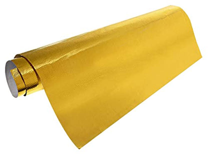 Xinhan Gold/Silver/Black Adhesive Backed Aluminized Thicken Fiberglass Sheet Practical Heat Shield Protection Barrier Cover Aluminized Heat Shielding Mat (Gold, 12 x 12 Inch) - color: Gold, size: 12 x 12 Inch
