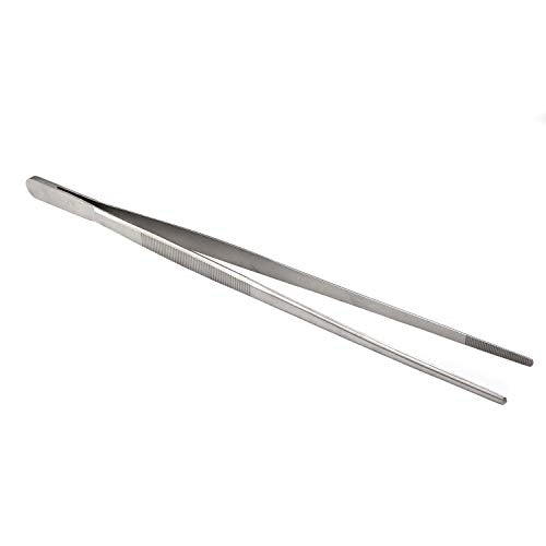 O'Creme Stainless Steel Precision Kitchen Culinary 8 Inch Tweezer Tongs (8" Straight, Silver) - color: Silver, size: 8" Straight