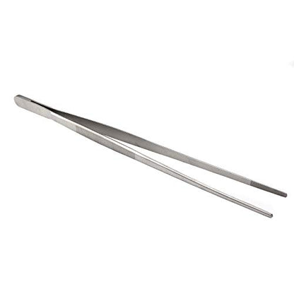 O'Creme Stainless Steel Precision Kitchen Culinary 8 Inch Tweezer Tongs (8" Straight, Silver) - color: Silver, size: 8" Straight