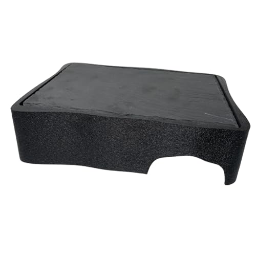 Reptile Slate Basking Hide | Accessory Platform for Bearded Dragon, Turtle, Gecko, Snake | Natural Basking Slate | Made in USA (Black, Large) - size: Large