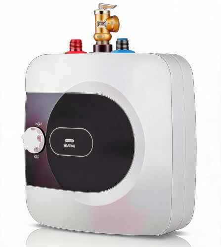 Takywep 2.6 Gallon Mini Tank Electric Water Heater, 120V, Compact Under Drain Basin Design, Energy Efficient Ideal for Kitchen, Bathroom, RV, Small Home (10L)