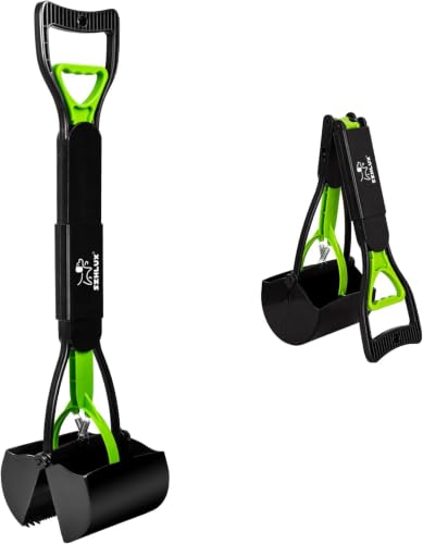 SZHLUX 28" Pooper Scooper, Foldable Dog Pooper Scooper with Unbreakable Material and Durable Spring for Grass and Gravel, Green (Pack of 9) - color: Green, size: 28 (Pack of 9)