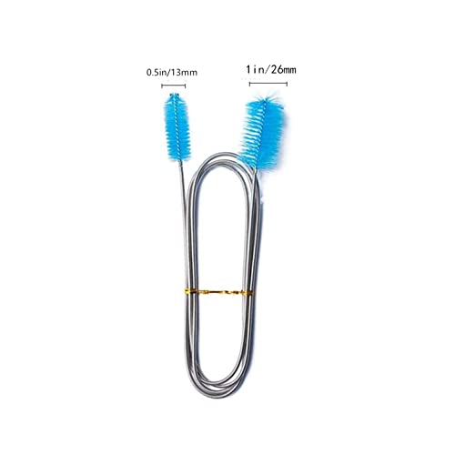 Aquarium Filter Brush Flexible Double Ended Bristles Hose Pipe Cleaner Stainless Steel Long Tube Cleaning Brush for Fish Tank or Home Kitchen (Sky Blue)