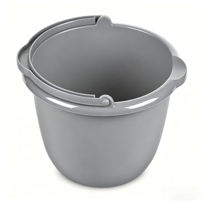 Sturdy Plastic 10 Qt Spout Pail in Classic Titanium, Multi-Purpose Cleaning Bucket with Comfortable Carry Handle