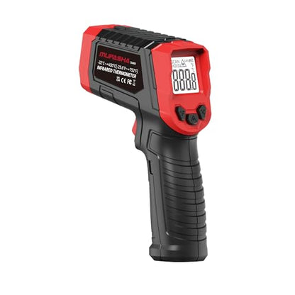 MUFASHA Infrared Thermometer Temperature Gun Laser High Temp Thermometer with LCD Display Non-Contact Industrial Pyrometer 12:1 Distance Ratio -25.6℉ to 1022℉ for Cooking Pizza Oven Griddle - color: red