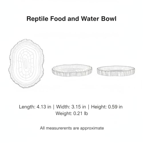 Reptile Food and Water Bowl, Low-Profile Resin Dish for Terrarium Habitat, Stable Feeding Station for Small Lizards and Geckos (1 PC)