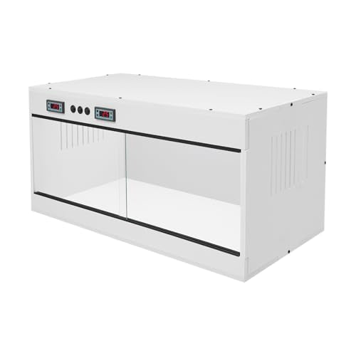 Reptile Tempered, 32x16x16 Reptile Tanks Enclosure with Glass Sliding Door and Intelligent Thermostat, Large Enclosure for Snake/Bearded Dragon (White) - color: White