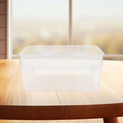 KALLORY Rectangle Aquarium Tank with Lid, Shatterproof Plastic Turtle Habitat Terrarium for Desktop Fish and Shrimp, Eco-Friendly Closed Water System for Home and Office Use