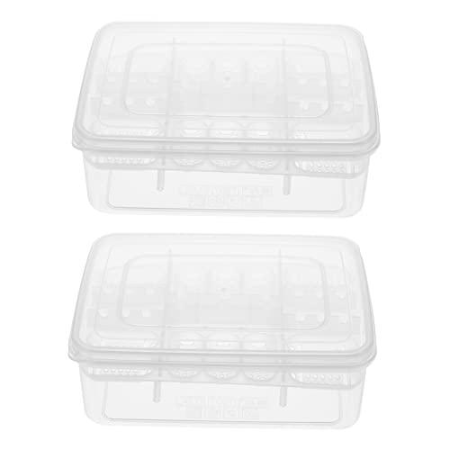 HANABASS 2Pcs Compartment Box Transparent Hatching Container for Tortoise Lizard Lightweight and Portable for Reptile Breeding
