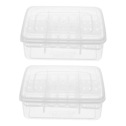 HANABASS 2Pcs Compartment Box Transparent Hatching Container for Tortoise Lizard Lightweight and Portable for Reptile Breeding