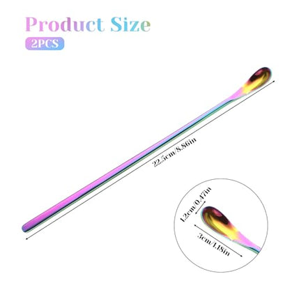 Abeillo 2Pcs Crested Gecko Food Spoons, 8.9" Long Handle Stainless Steel Reptile Spoon, Fruit Mixing Stirring Food Feeding Spoon for Gargoyle Bearded Dragon