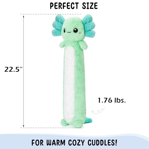 Axolotl Unscented 2Lbs Heating Pad for Neck Shoulders and Back Wrap Microwavable, Heatable 22.5" Cute Warm Stuffed Animals Neck Warmer - Axolotl Gifts for Women Girls and Kids - style: Mint Axolotl Neck Wrap