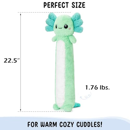 Axolotl Unscented 2Lbs Heating Pad for Neck Shoulders and Back Wrap Microwavable, Heatable 22.5" Cute Warm Stuffed Animals Neck Warmer - Axolotl Gifts for Women Girls and Kids - style: Mint Axolotl Neck Wrap
