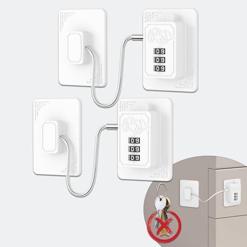 2 Pack Refrigerator Lock with 3 Digit Code, White | Easy Install Freezer Lock, Combination Lock, Child Proof Cabinet Locks, For Refrigerators, Drawers, Closets, Windows - color: White-2Pack