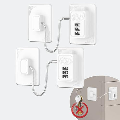 2 Pack Refrigerator Lock with 3 Digit Code, White | Easy Install Freezer Lock, Combination Lock, Child Proof Cabinet Locks, For Refrigerators, Drawers, Closets, Windows - color: White-2Pack